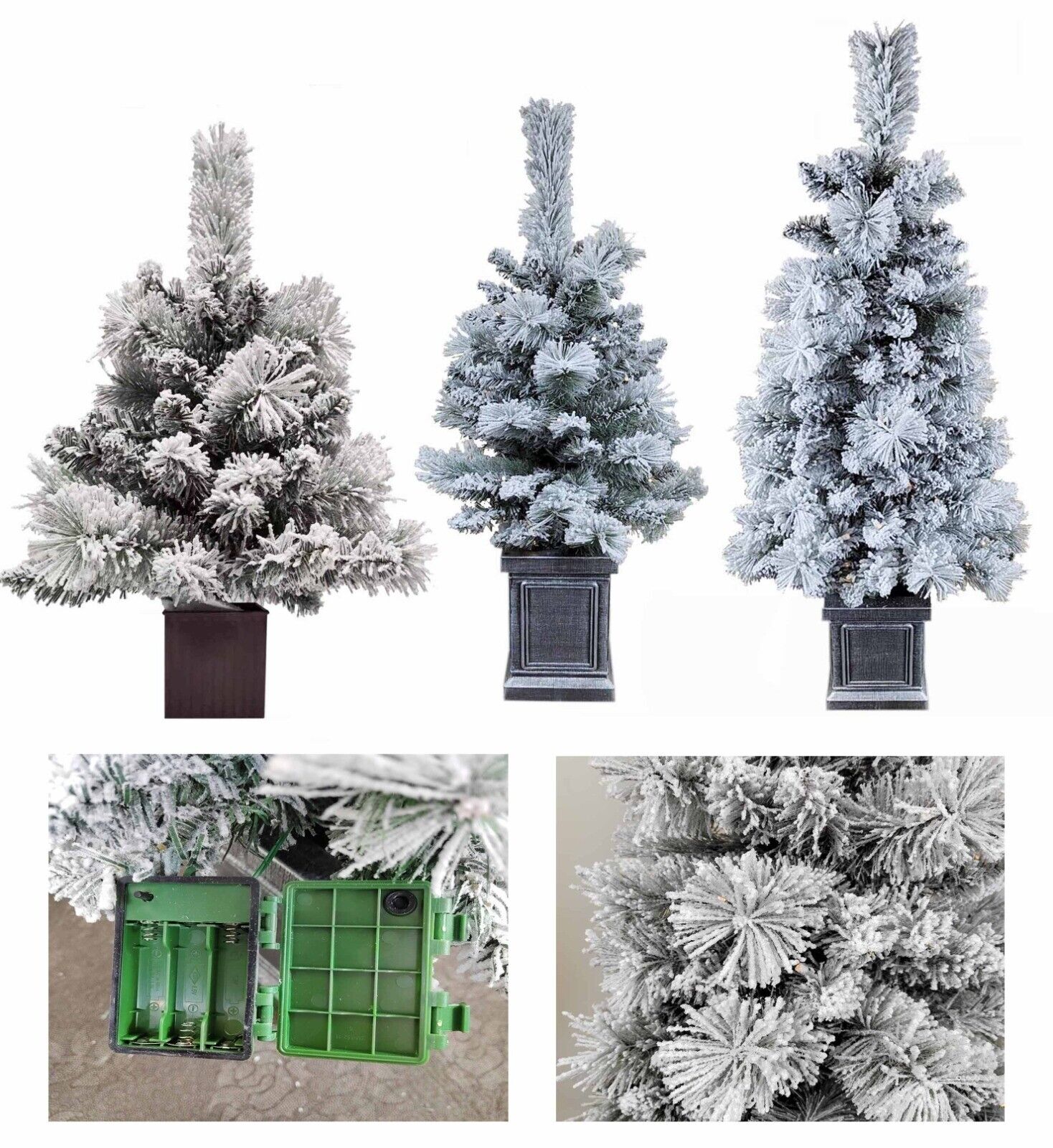 Christmas Tree Snowy Green Lit with Led Lights - HOMION